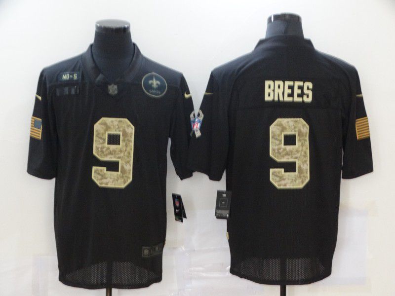 Men New Orleans Saints #9 Brees Black camo Lettering 2020 Nike NFL Jersey